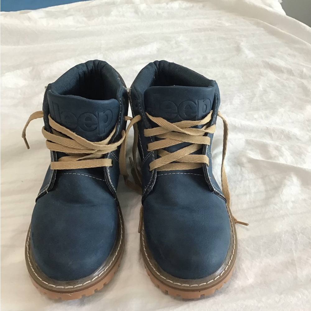 Jeep Blue Leather Lace Up Boots - Picture 2 of 5